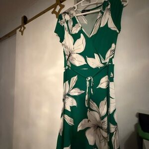 INC International Concepts Green and White Floral Midi Dress